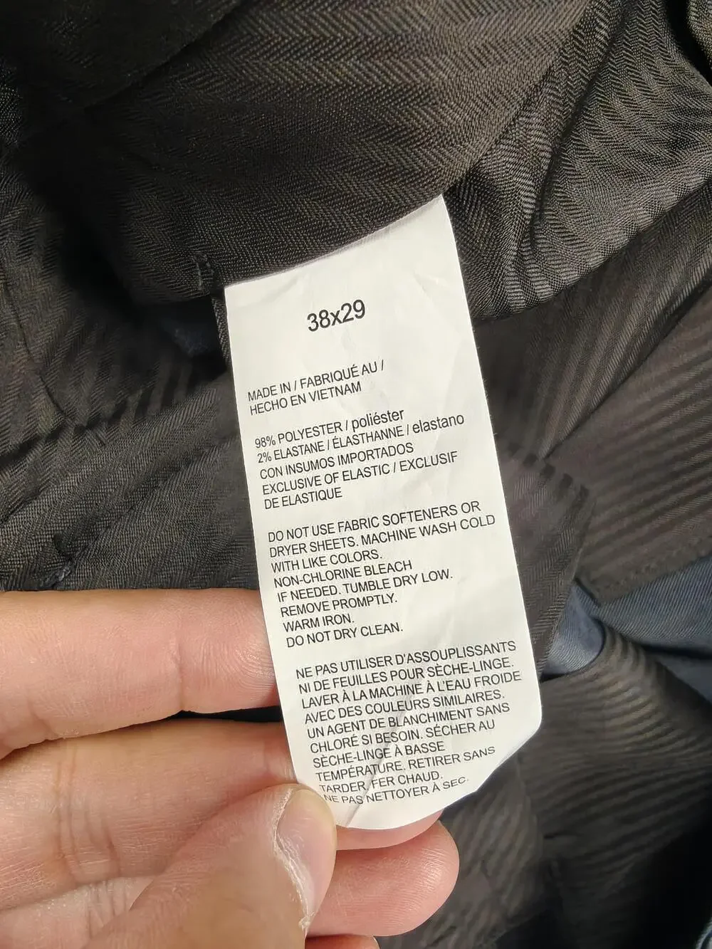 Savane Pants Mens 38x29 Gray Dress Pleated Stretch Crosshatch Microfiber